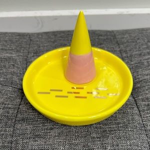 Yellow Ceramic Ring & Bracelet Dish by Artist, Kailo Chic - New in Box